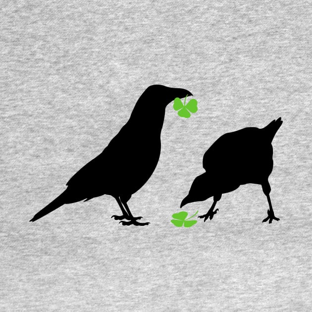 Saint Patrick's Day Kelly Green Shamrock Crows for Bird Lovers by cottoncanvas